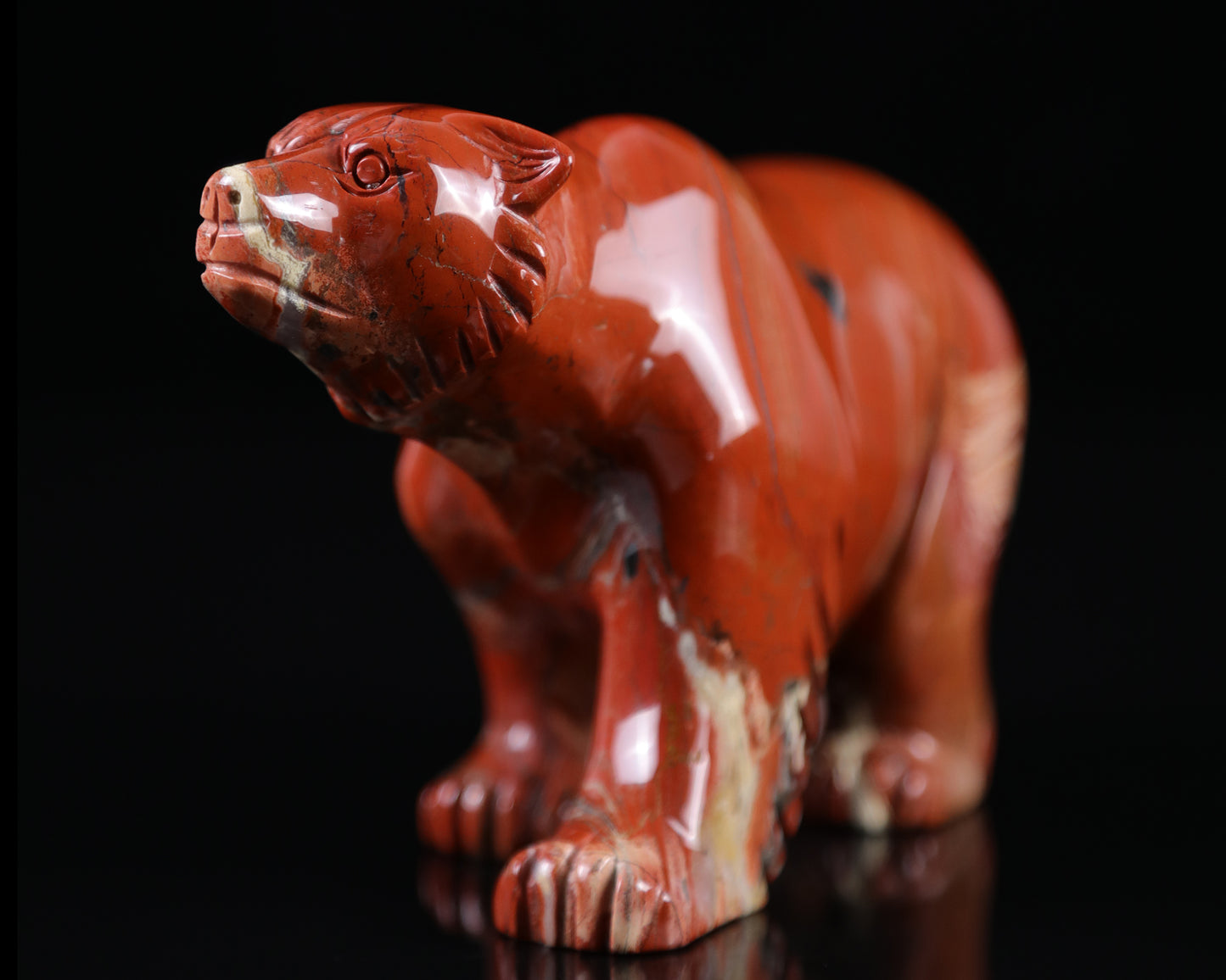 6.0" Red Jasper Hand Carved Crystal Polar Bear Sculpture Crystallumi