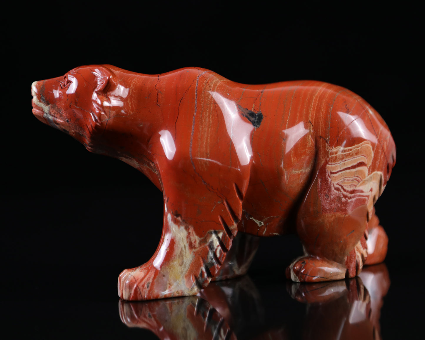 6.0" Red Jasper Hand Carved Crystal Polar Bear Sculpture Crystallumi