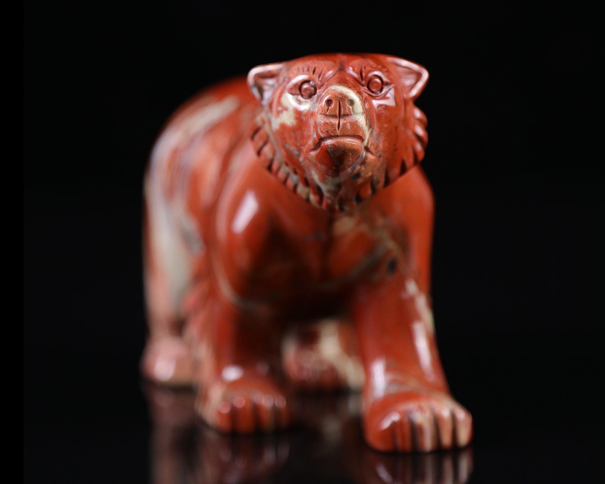 6.0" Red Jasper Hand Carved Crystal Polar Bear Sculpture Crystallumi