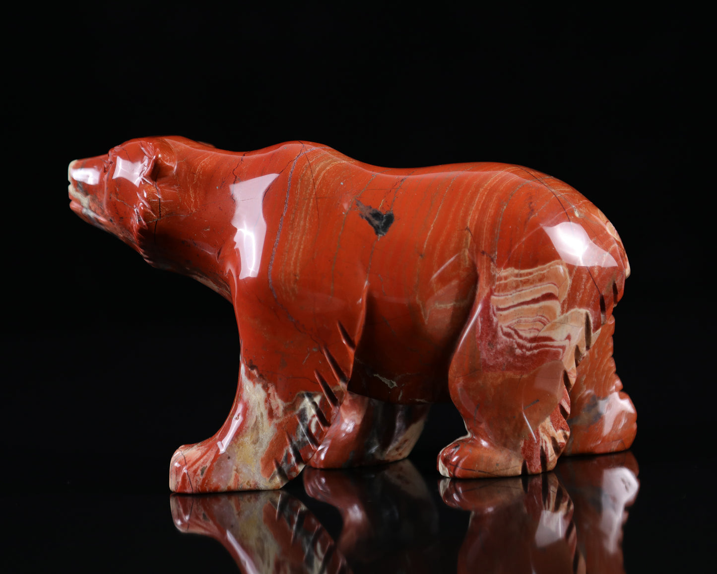 6.0" Red Jasper Hand Carved Crystal Polar Bear Sculpture Crystallumi