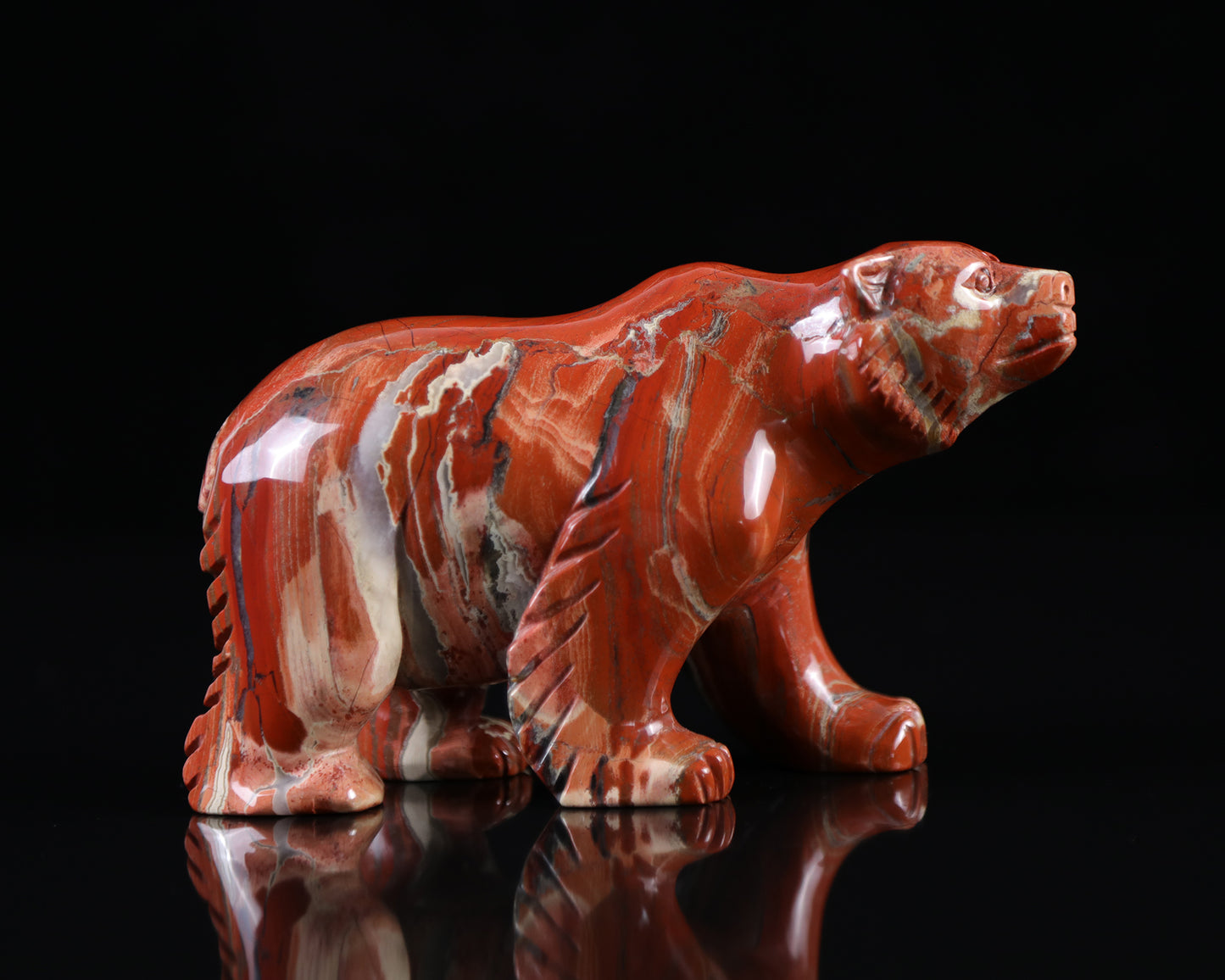 6.0" Red Jasper Hand Carved Crystal Polar Bear Sculpture Crystallumi