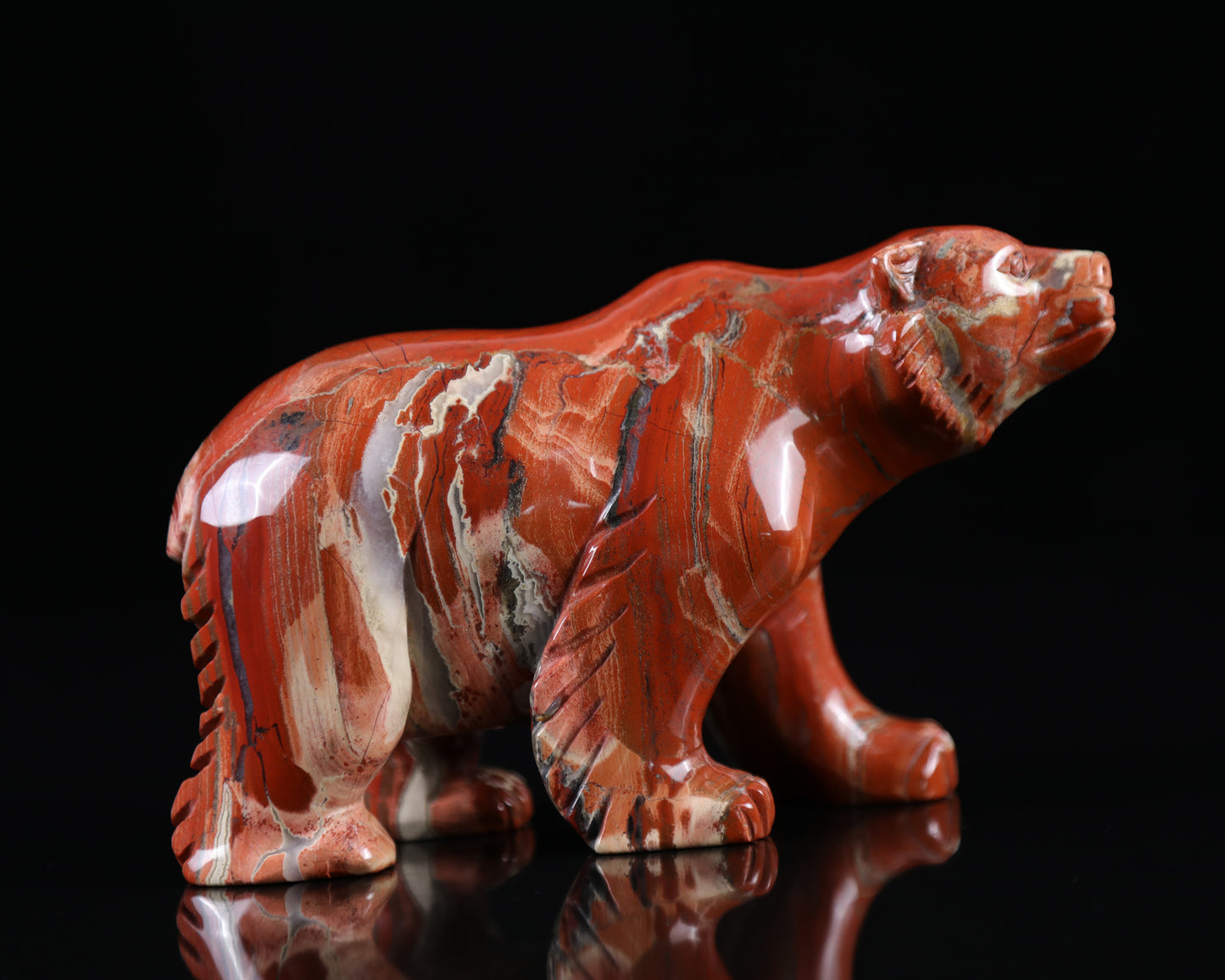 6.0" Red Jasper Hand Carved Crystal Polar Bear Sculpture Crystallumi