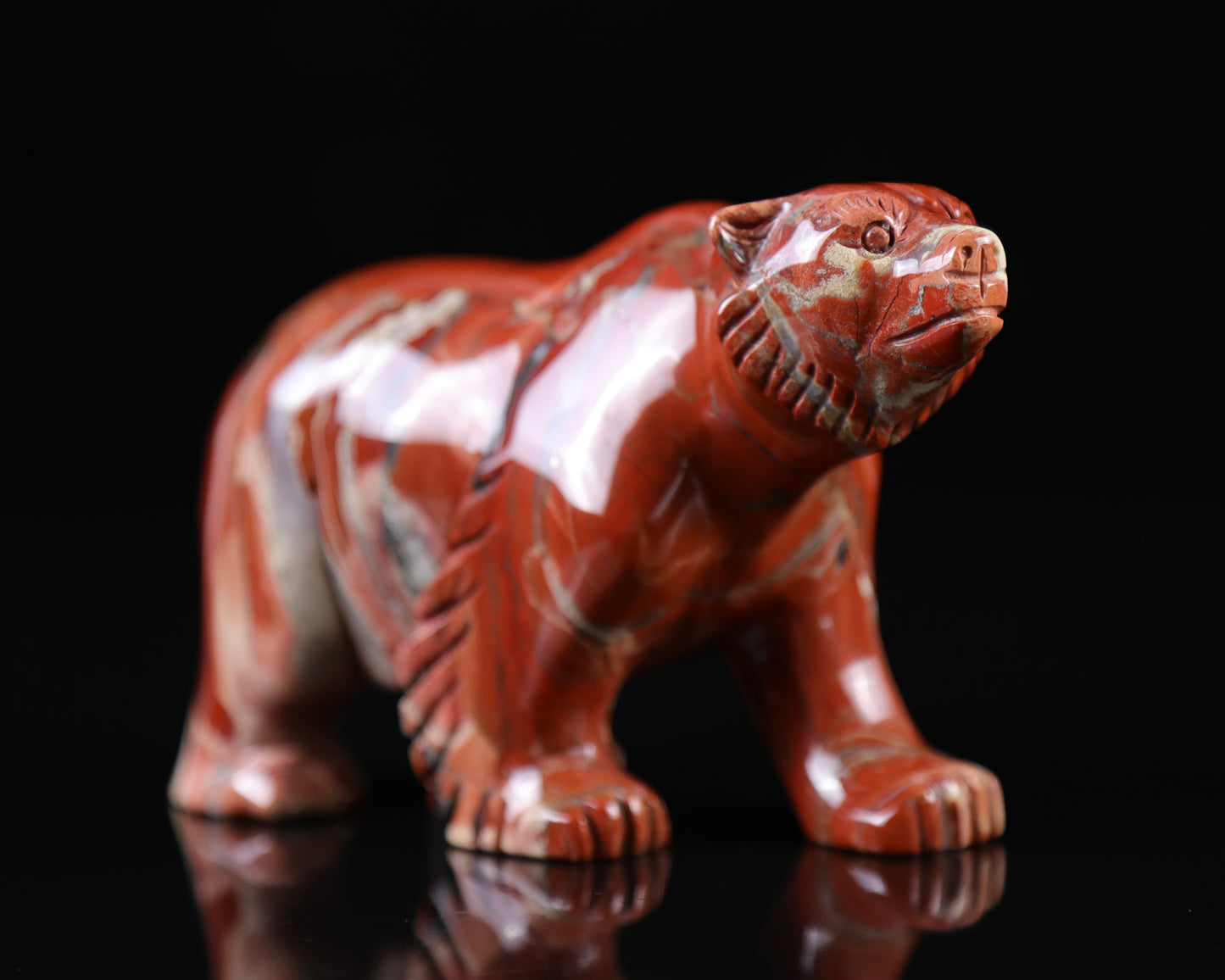 6.0" Red Jasper Hand Carved Crystal Polar Bear Sculpture Crystallumi