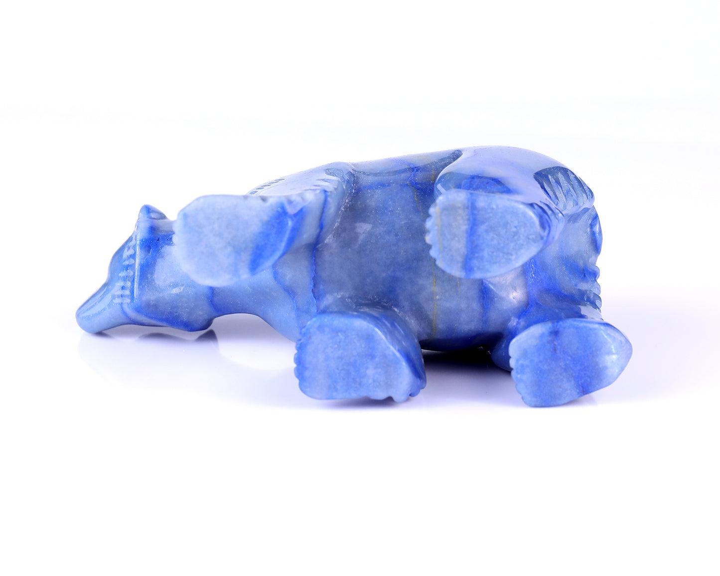 6.1" Blue Aventurine Hand Carved Crystal Polar Bear Sculpture Crystallumi