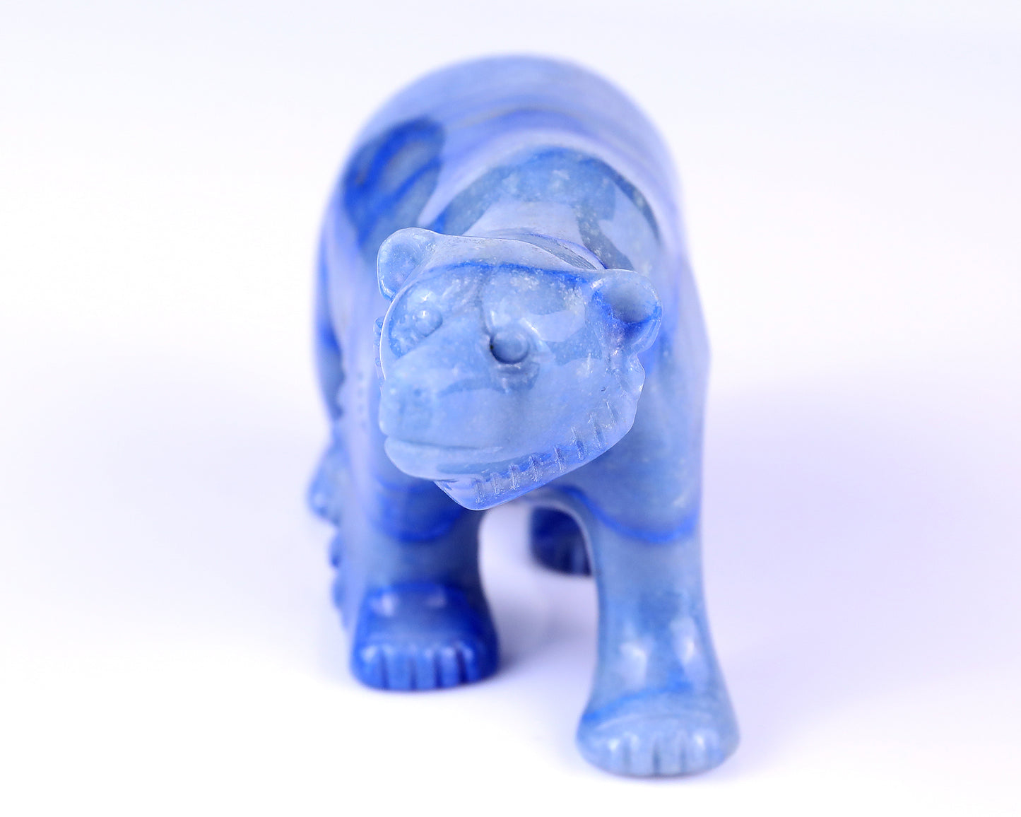 6.1" Blue Aventurine Hand Carved Crystal Polar Bear Sculpture Crystallumi