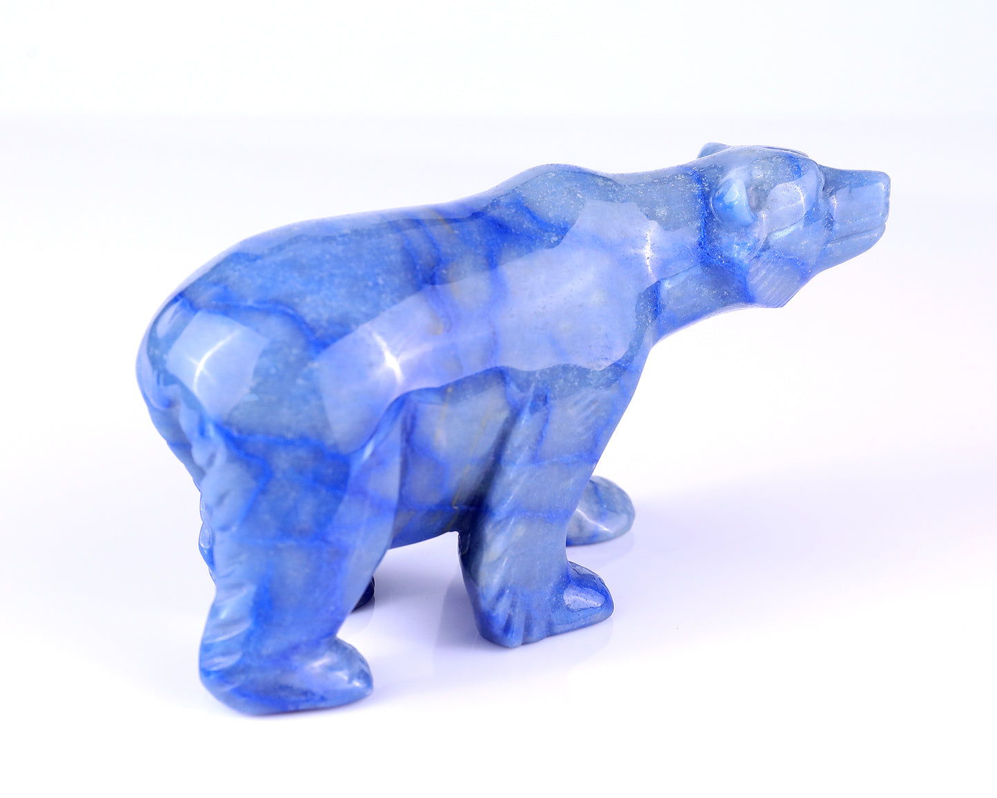 6.1" Blue Aventurine Hand Carved Crystal Polar Bear Sculpture Crystallumi