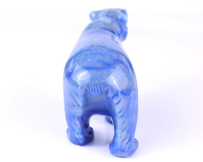 6.1" Blue Aventurine Hand Carved Crystal Polar Bear Sculpture Crystallumi