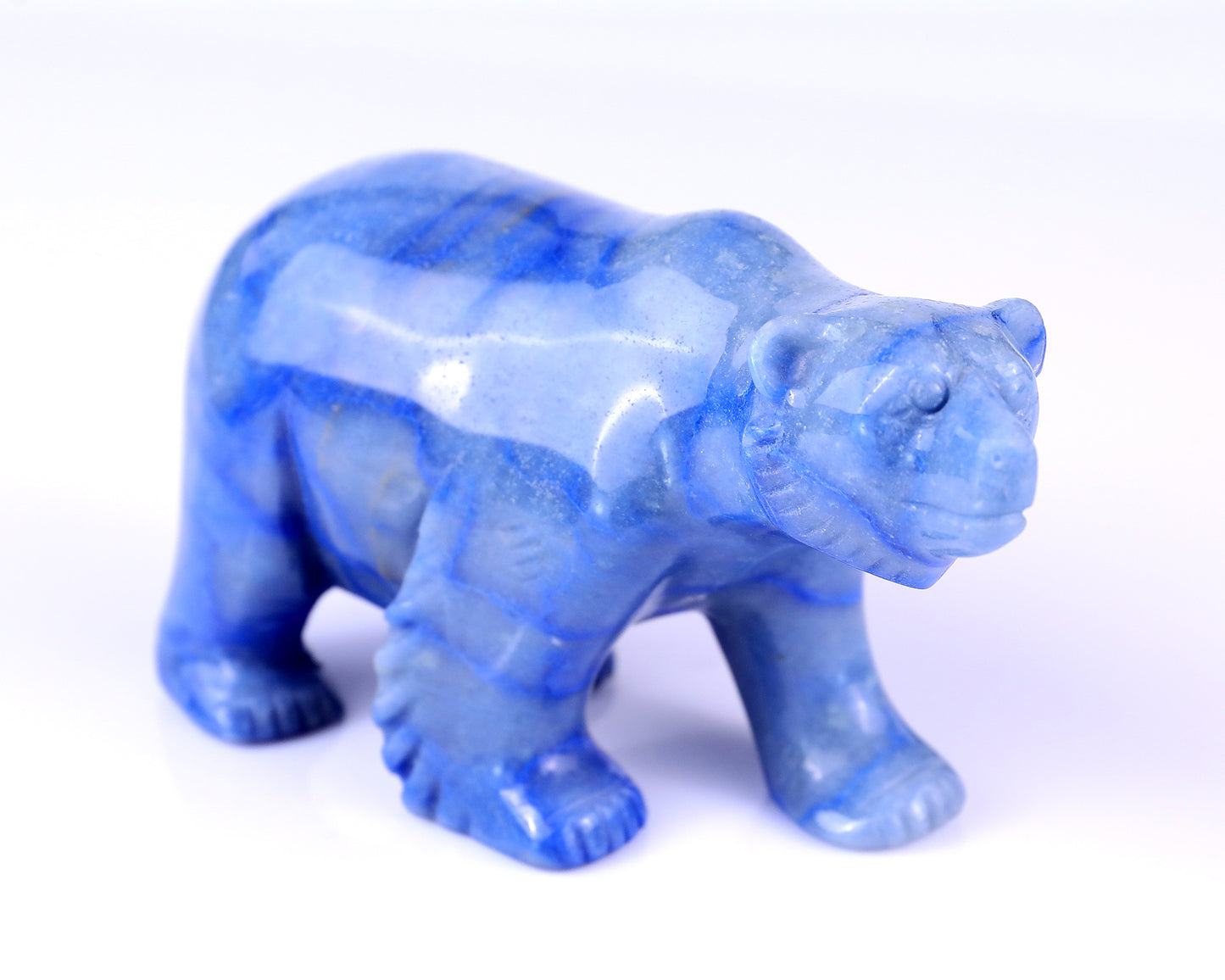 6.1" Blue Aventurine Hand Carved Crystal Polar Bear Sculpture Crystallumi