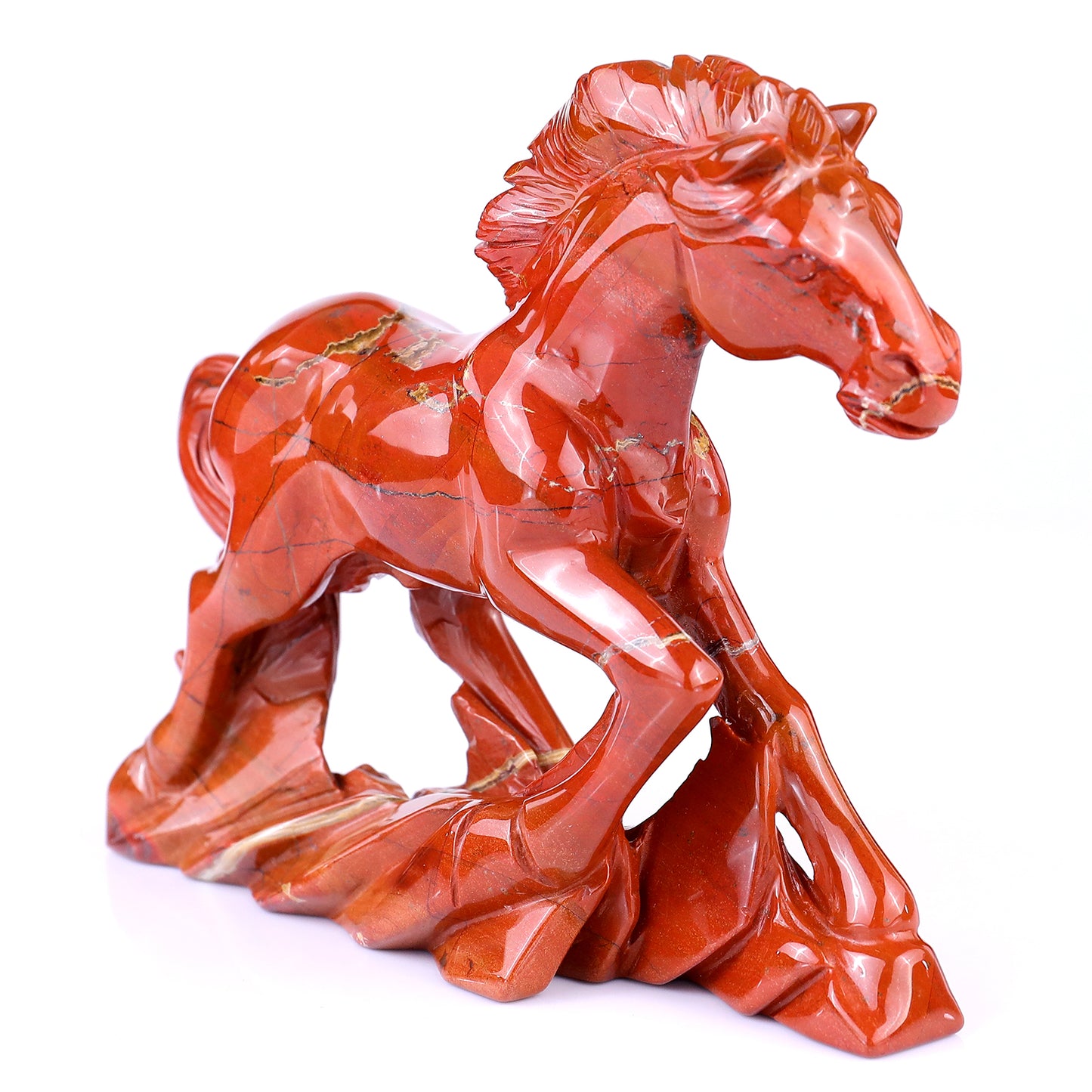 6.1" Red Jasper Hand Carved Crystal Horse Sculpture Crystallumi