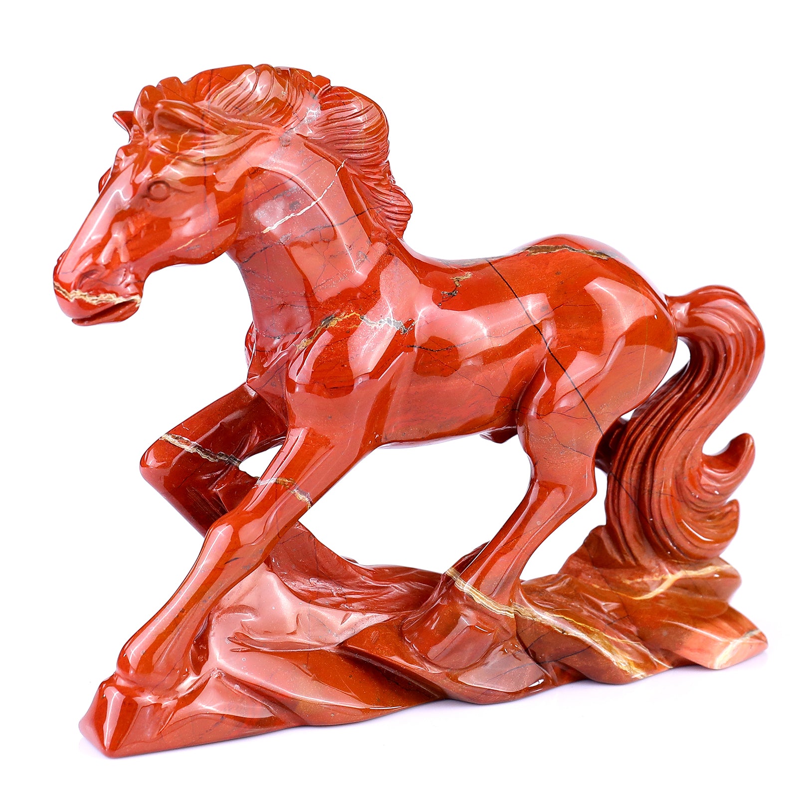 6.1" Red Jasper Hand Carved Crystal Horse Sculpture Crystallumi