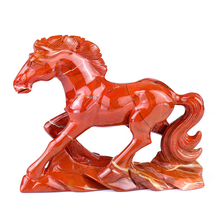 6.1" Red Jasper Hand Carved Crystal Horse Sculpture Crystallumi