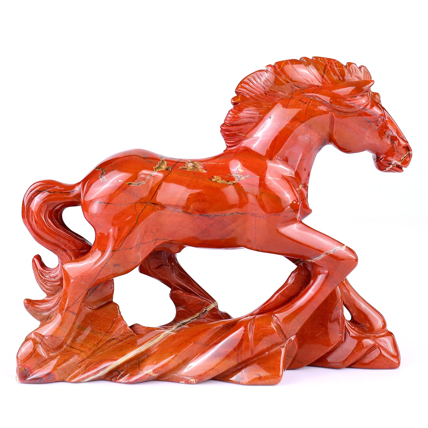 6.1" Red Jasper Hand Carved Crystal Horse Sculpture Crystallumi