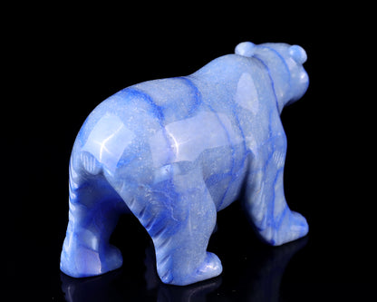 6.1" Sodalite Hand Carved Crystal Polar Bear Sculpture Crystallumi