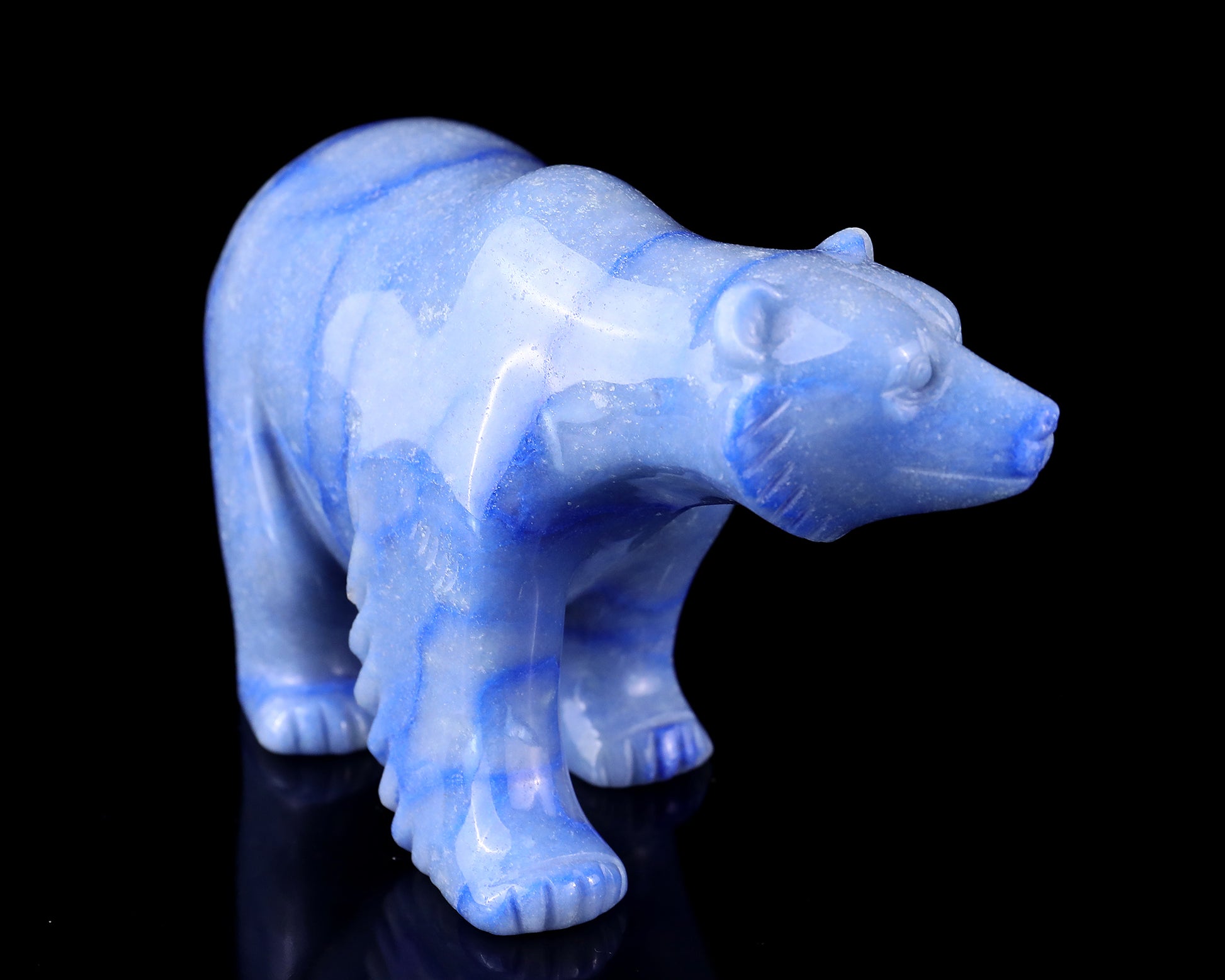 6.1" Sodalite Hand Carved Crystal Polar Bear Sculpture Crystallumi