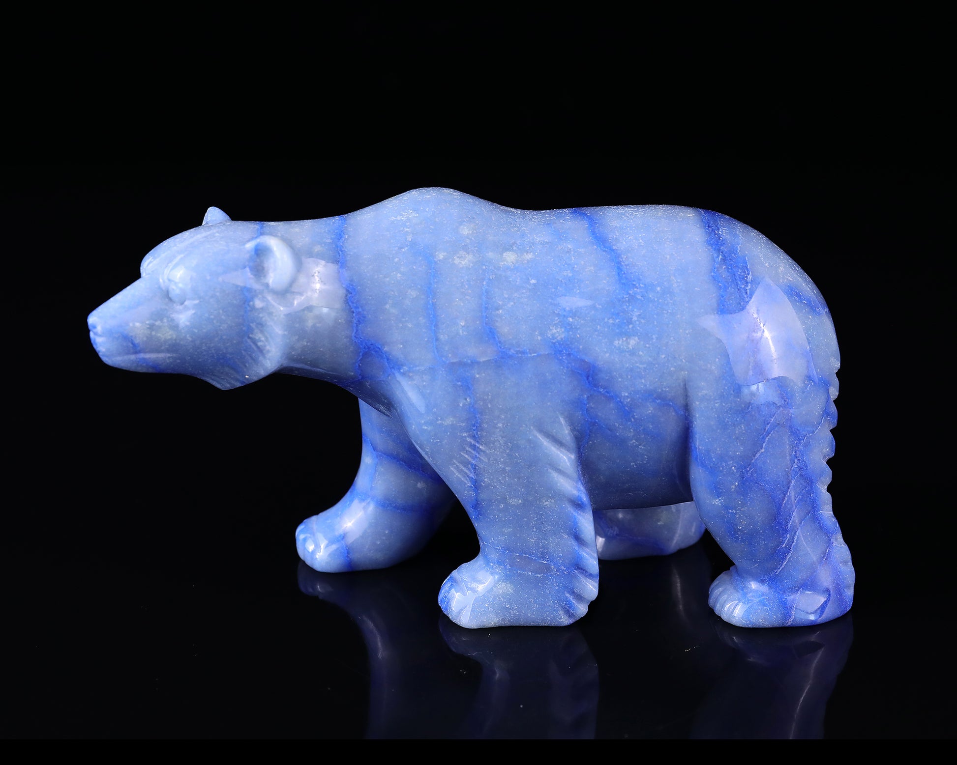 6.1" Sodalite Hand Carved Crystal Polar Bear Sculpture Crystallumi