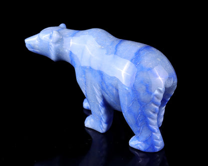 6.1" Sodalite Hand Carved Crystal Polar Bear Sculpture Crystallumi