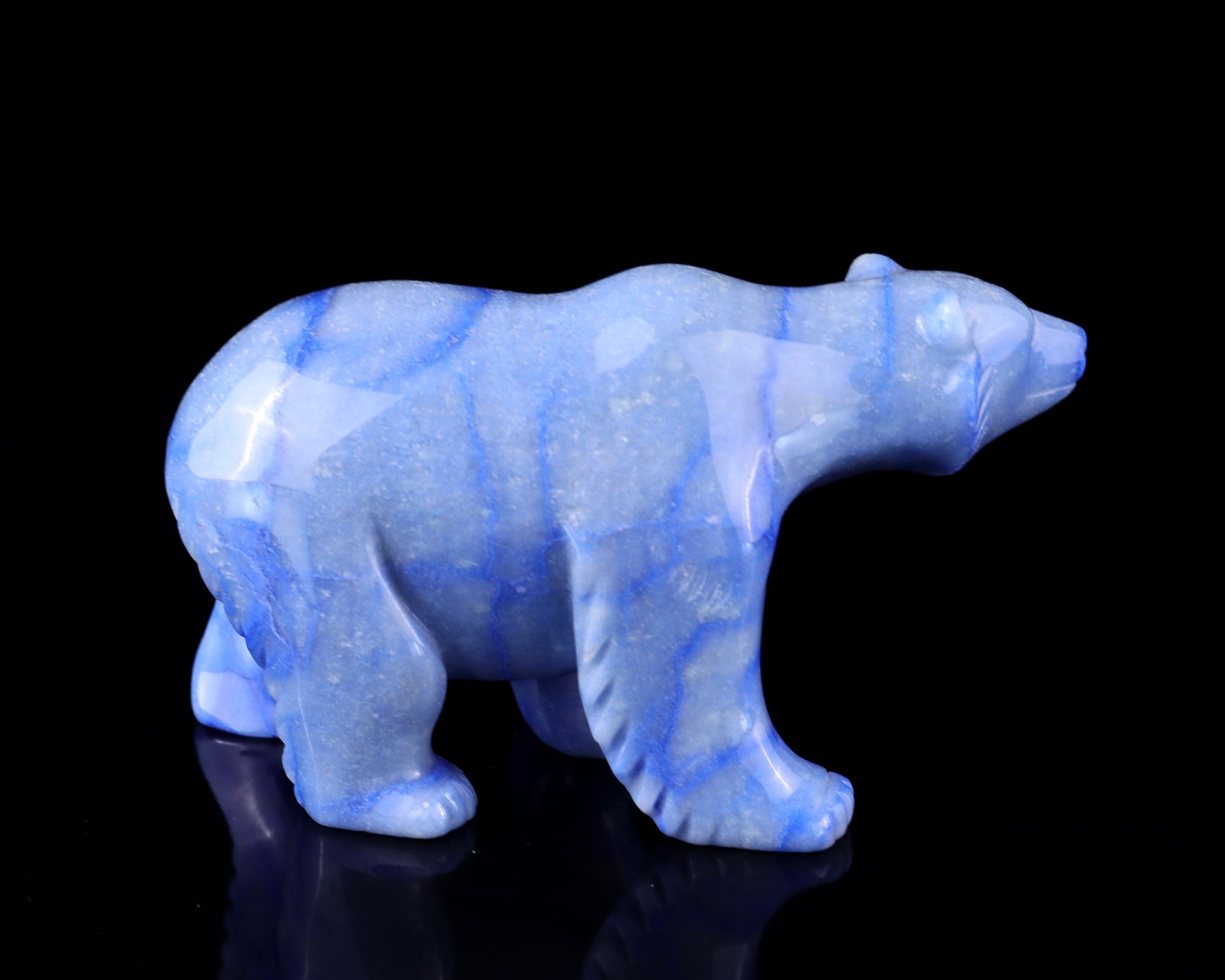 6.1" Sodalite Hand Carved Crystal Polar Bear Sculpture Crystallumi