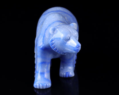 6.1" Sodalite Hand Carved Crystal Polar Bear Sculpture Crystallumi