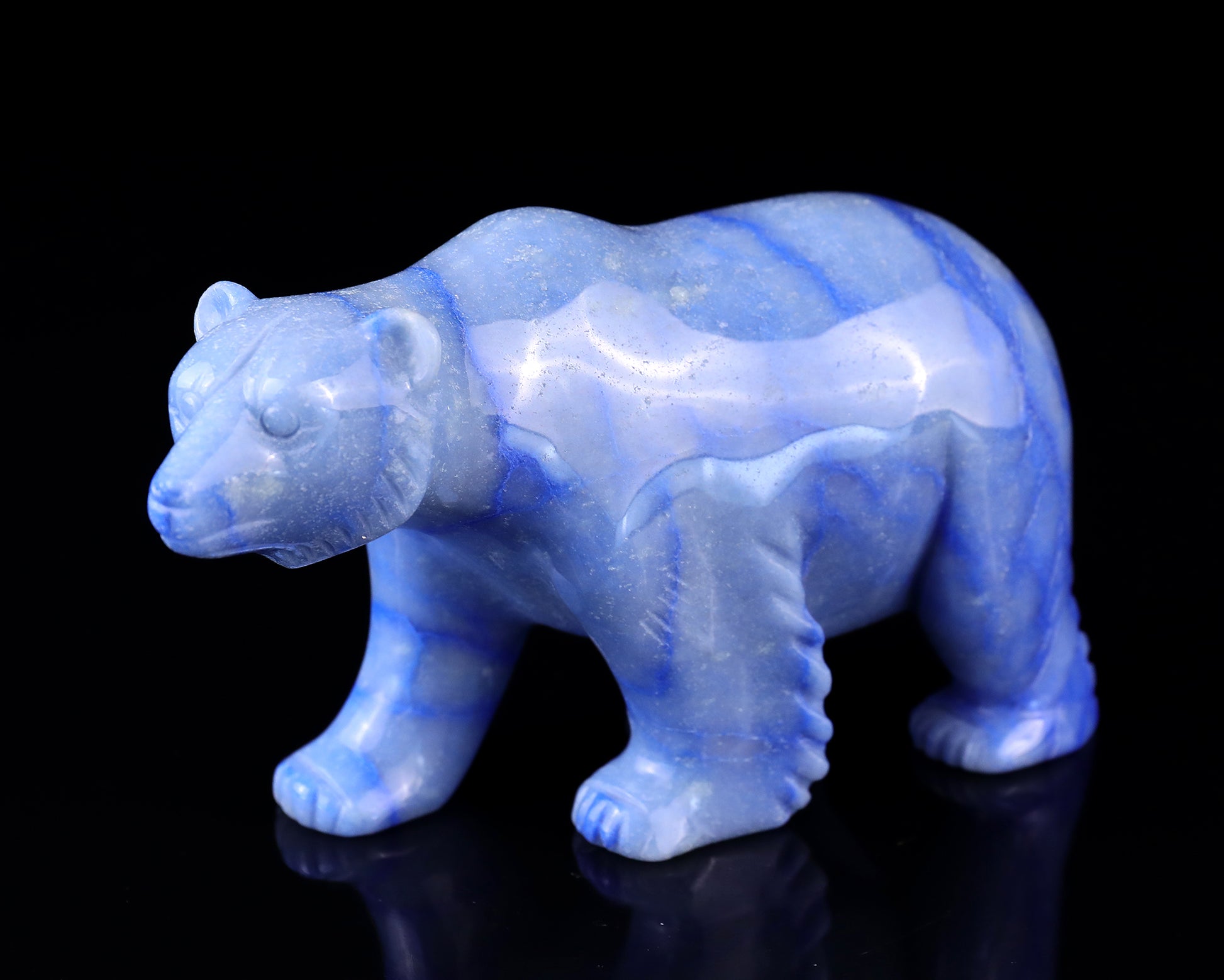 6.1" Sodalite Hand Carved Crystal Polar Bear Sculpture Crystallumi