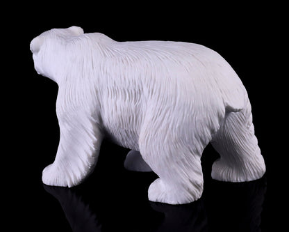 6.2" White Jade Hand Carved Crystal Polar Bear Sculpture Crystallumi