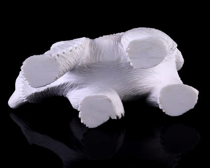 6.2" White Jade Hand Carved Crystal Polar Bear Sculpture Crystallumi