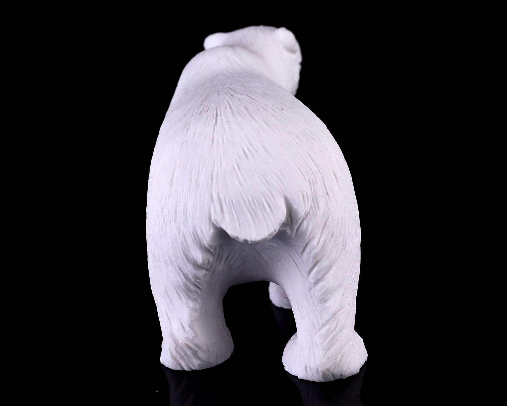 6.2" White Jade Hand Carved Crystal Polar Bear Sculpture Crystallumi