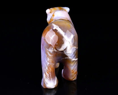 6.3" Chalcedony Hand Carved Crystal Polar Bear Sculpture Crystallumi