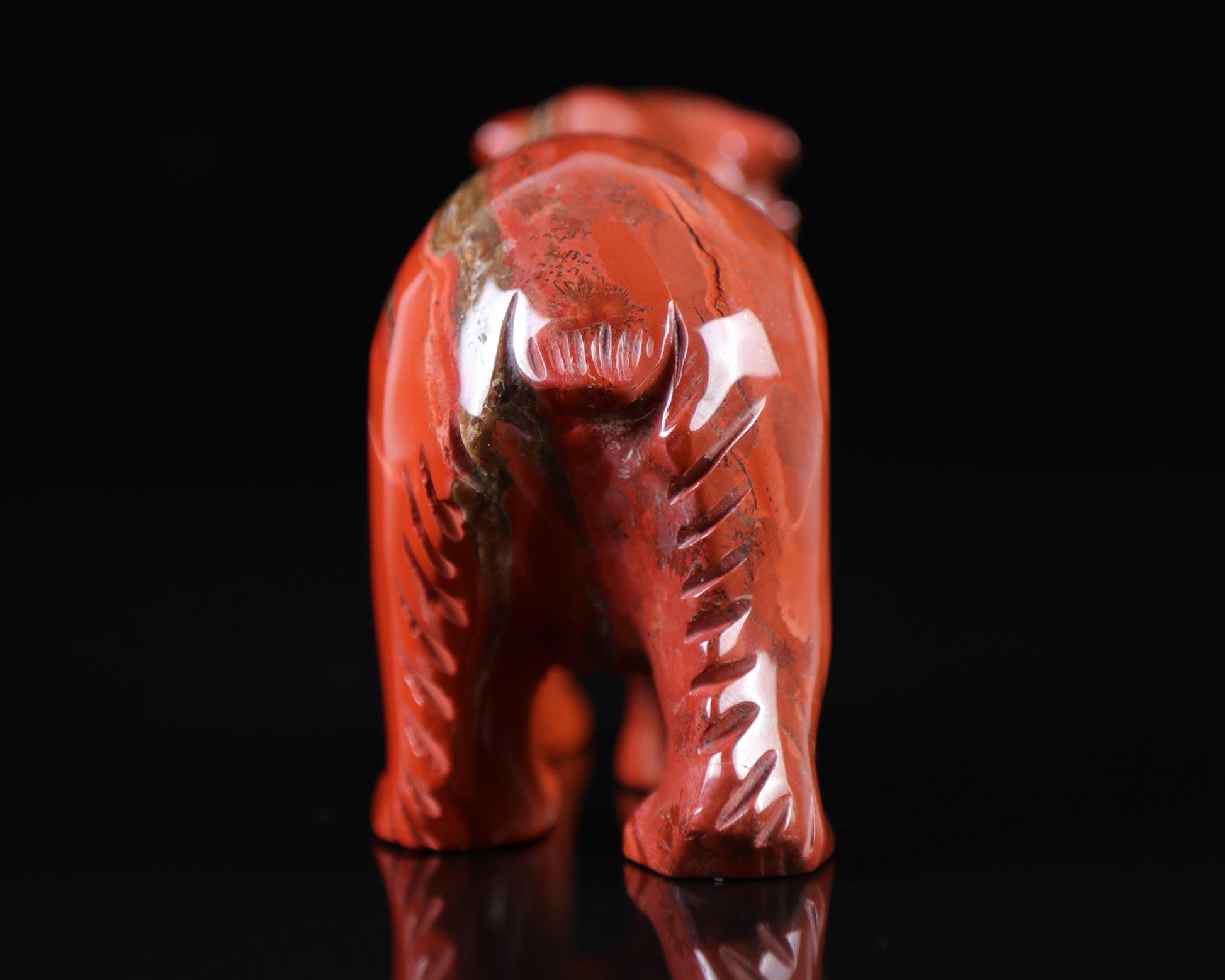 6.3" Red Jasper Hand Carved Crystal Polar Bear Sculpture Crystallumi