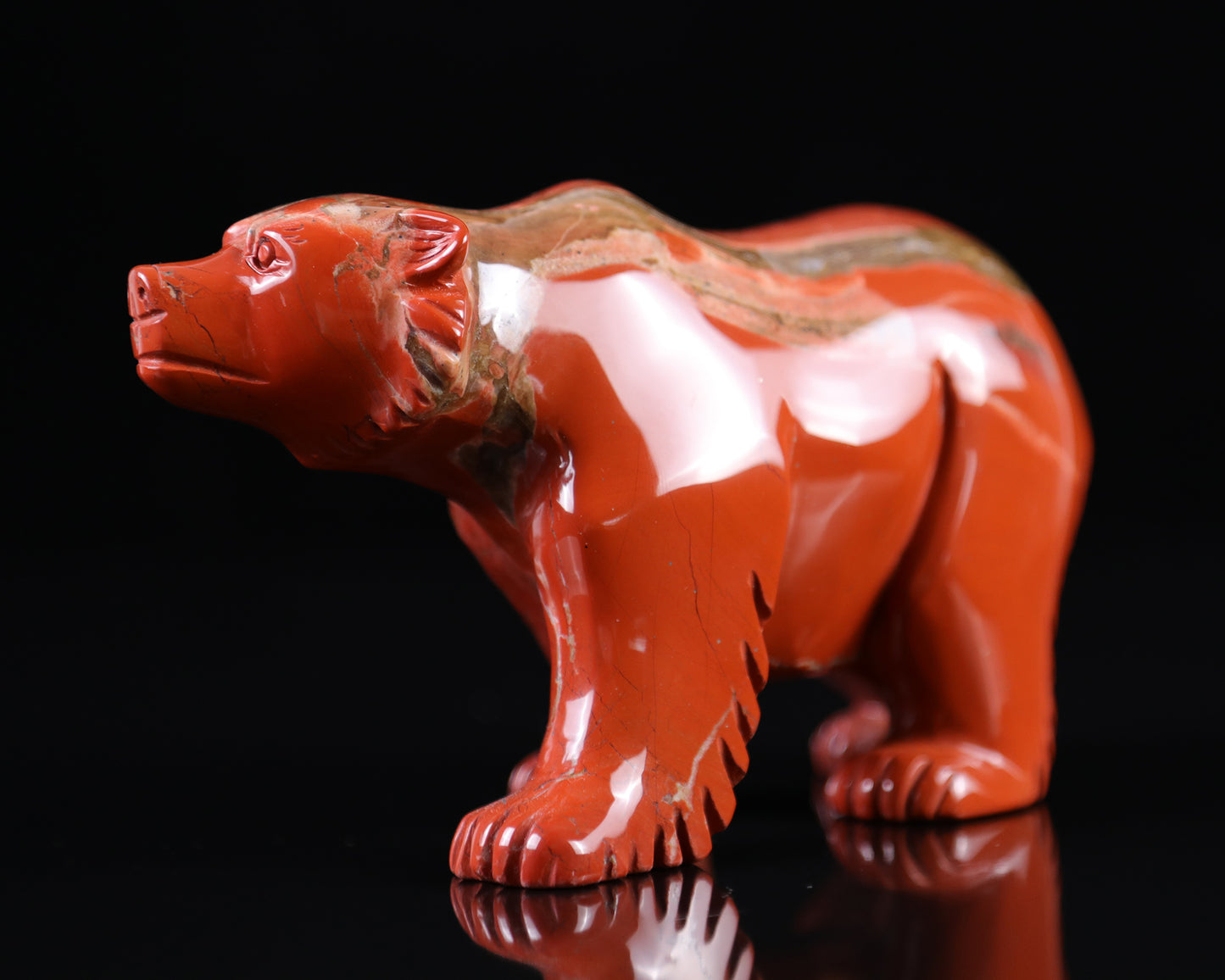 6.3" Red Jasper Hand Carved Crystal Polar Bear Sculpture Crystallumi