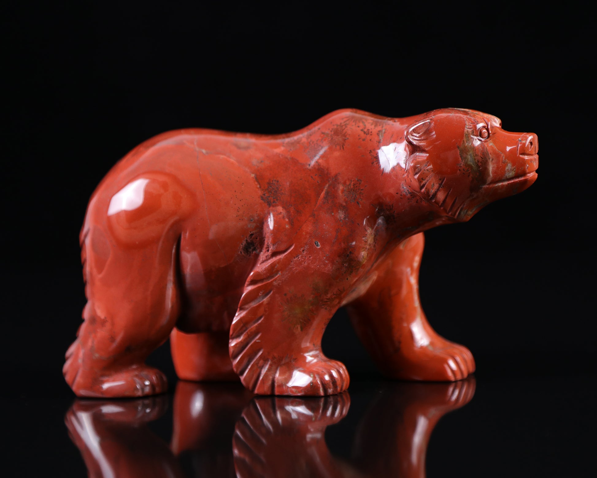 6.3" Red Jasper Hand Carved Crystal Polar Bear Sculpture Crystallumi