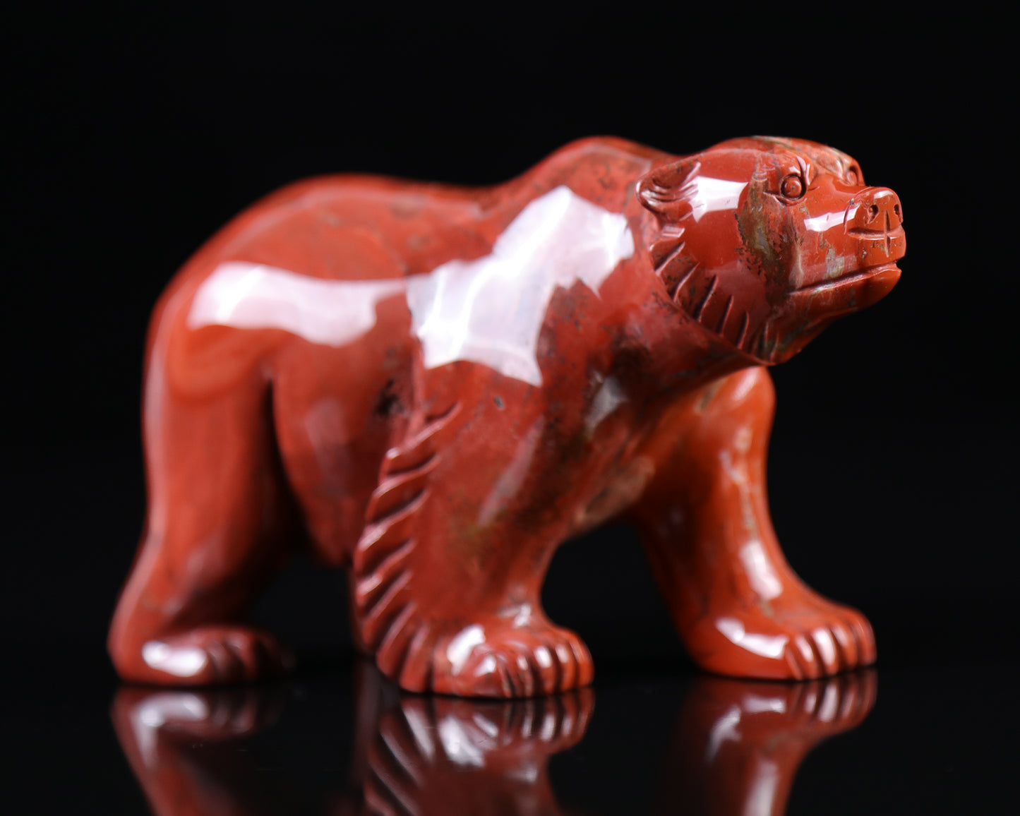 6.3" Red Jasper Hand Carved Crystal Polar Bear Sculpture Crystallumi