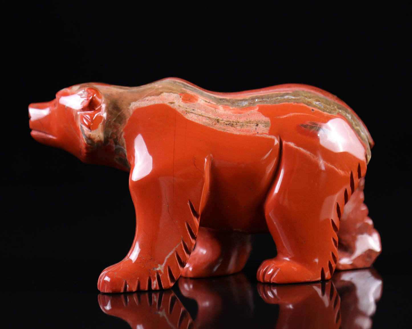 6.3" Red Jasper Hand Carved Crystal Polar Bear Sculpture Crystallumi