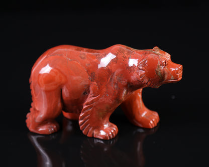 6.3" Red Jasper Hand Carved Crystal Polar Bear Sculpture Crystallumi