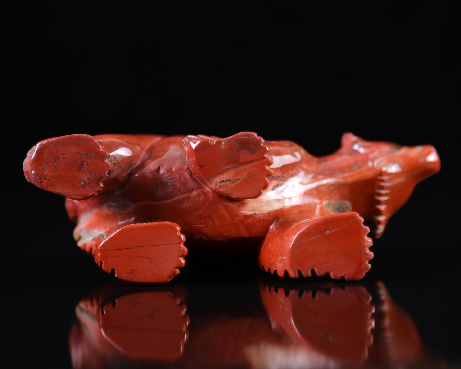 6.3" Red Jasper Hand Carved Crystal Polar Bear Sculpture Crystallumi