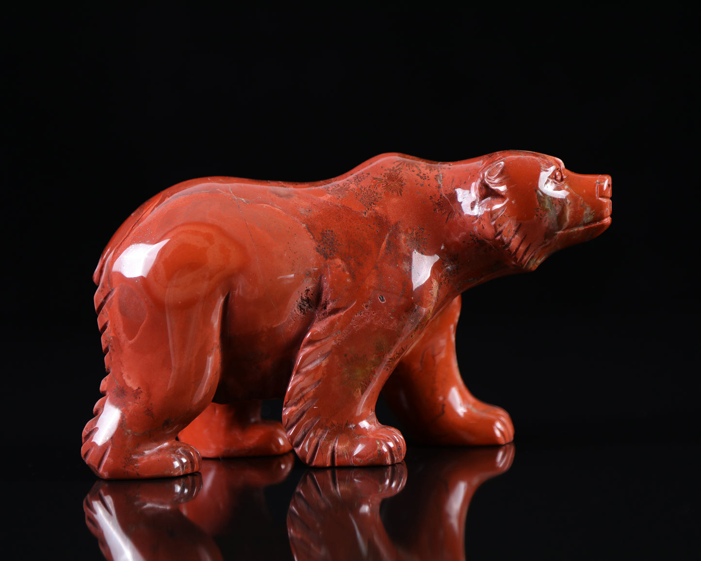 6.3" Red Jasper Hand Carved Crystal Polar Bear Sculpture Crystallumi