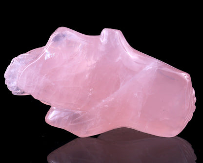 6.3" Rose Quartz Hand Carved Crystal Owls Sculpture Crystallumi