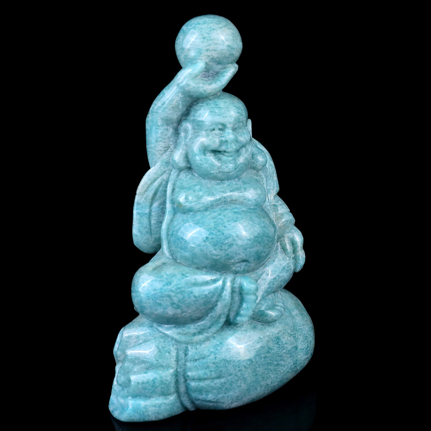 6.4" Amazonite Hand Carved Crystal Buddha Sculpture Crystallumi