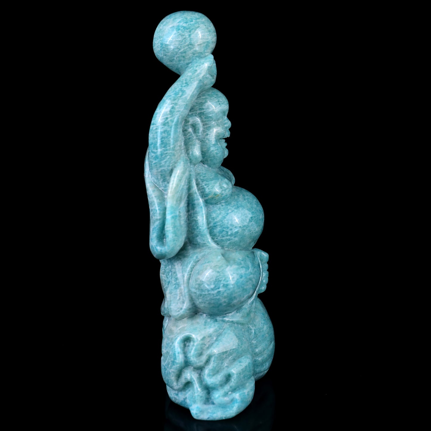 6.4" Amazonite Hand Carved Crystal Buddha Sculpture Crystallumi