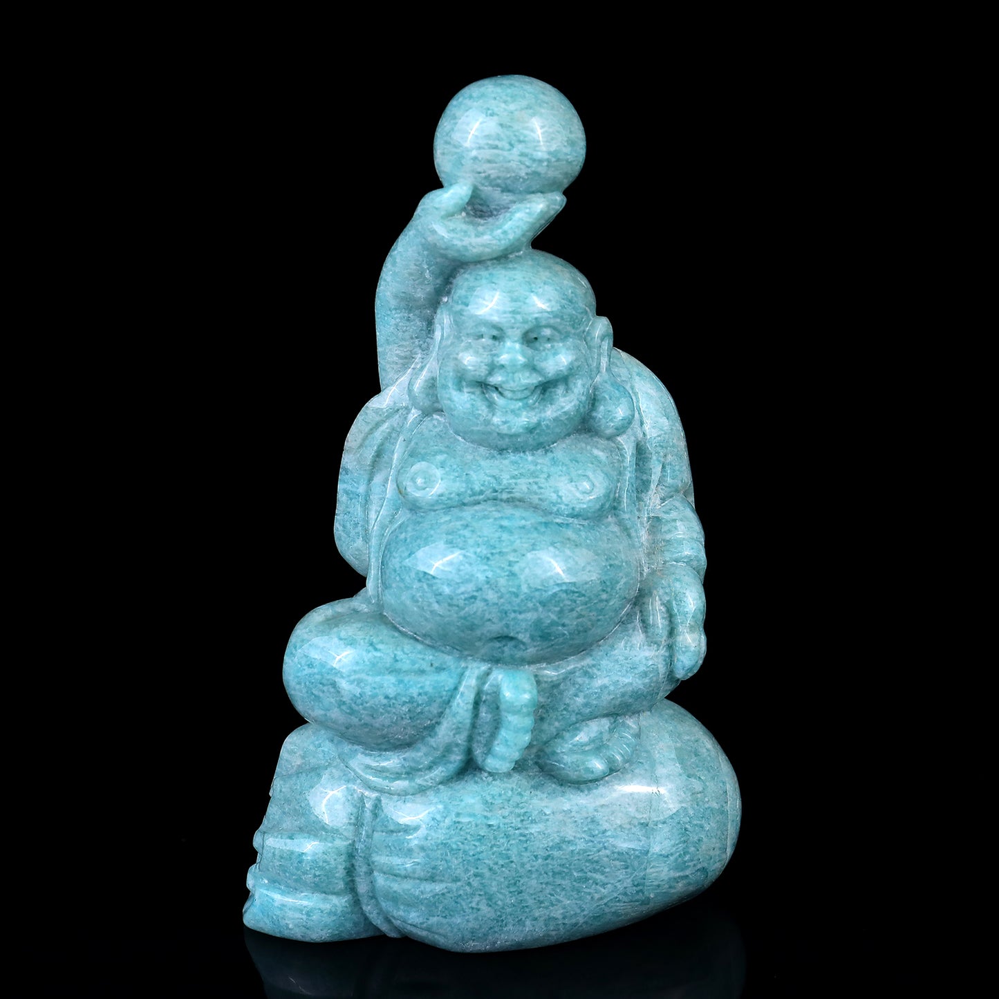 6.4" Amazonite Hand Carved Crystal Buddha Sculpture Crystallumi