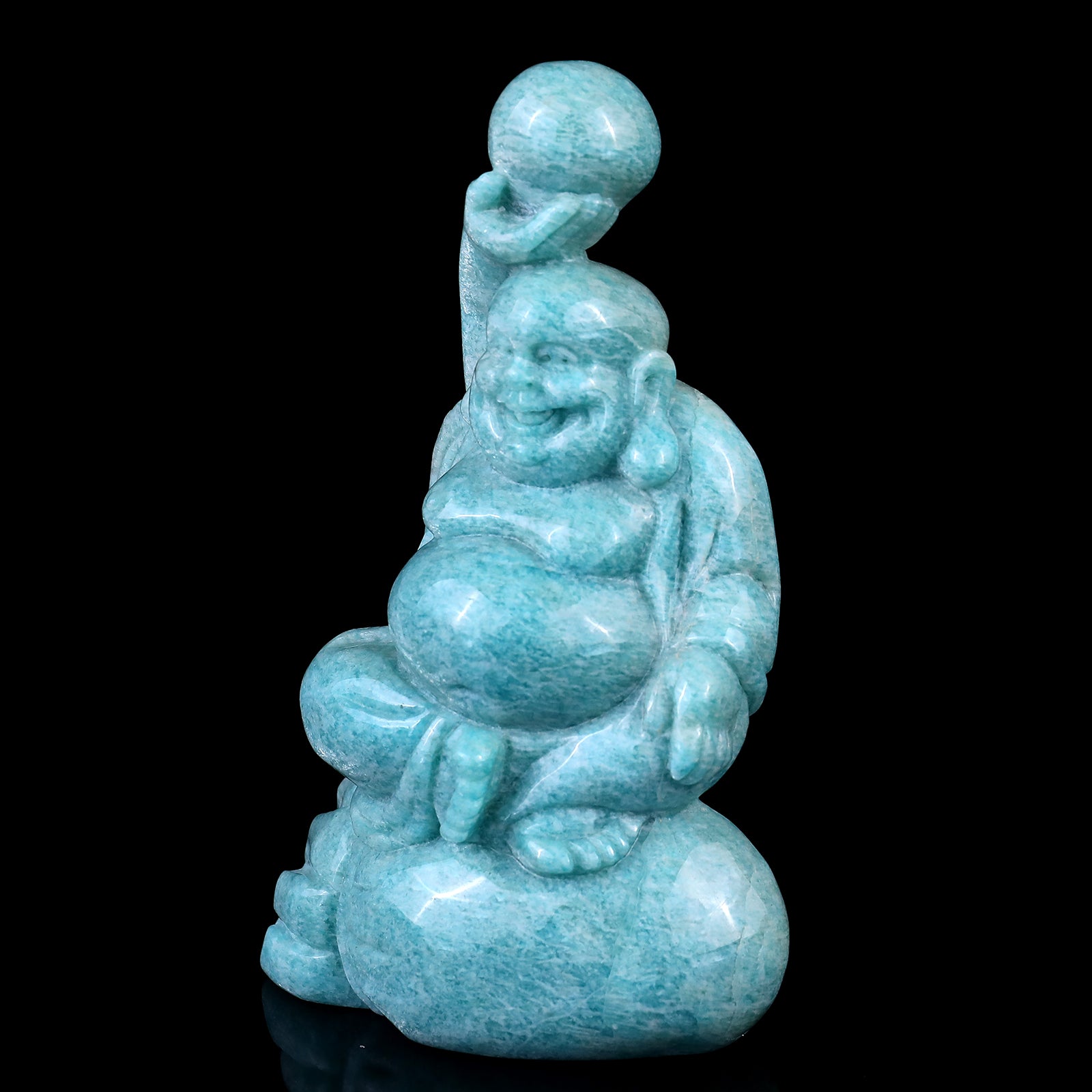 6.4" Amazonite Hand Carved Crystal Buddha Sculpture Crystallumi