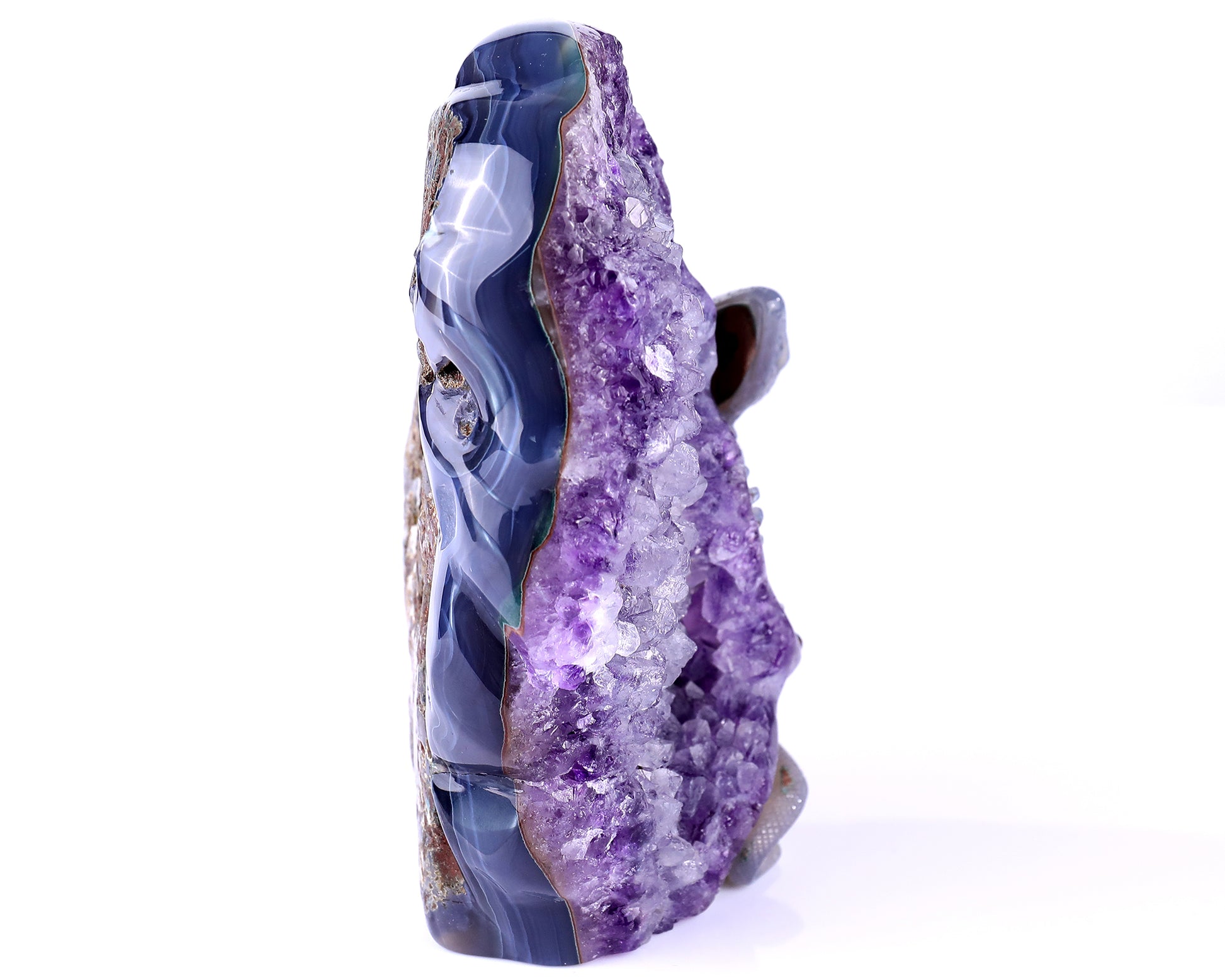 6.4" Amethyst Geode Agate Hand Carved Crystal Lizard Sculpture Crystallumi