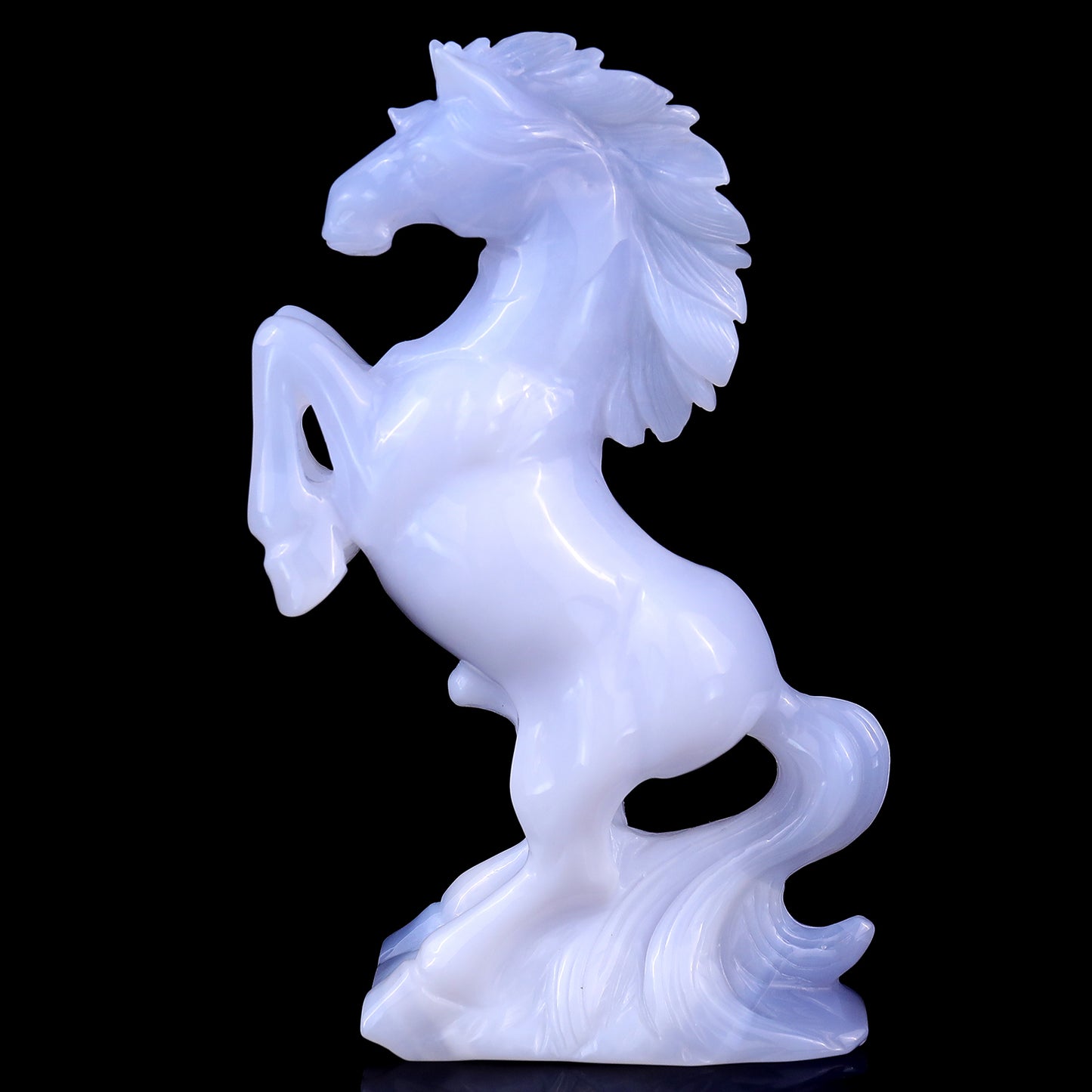 6.4" Blue Chalcedony Hand Carved Crystal Horse Sculpture Crystallumi