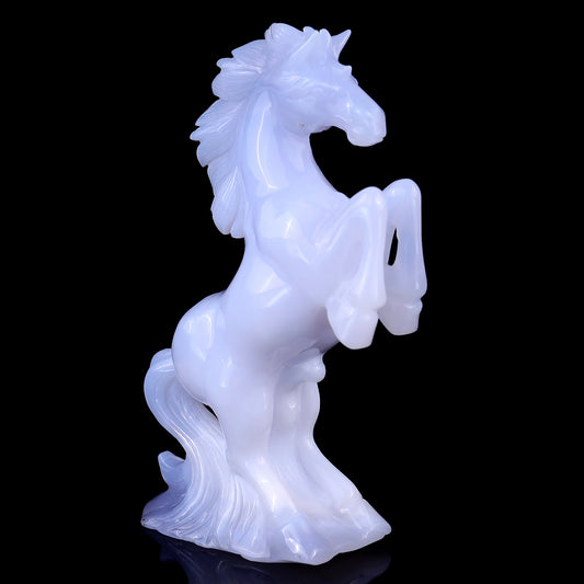 6.4" Blue Chalcedony Hand Carved Crystal Horse Sculpture Crystallumi