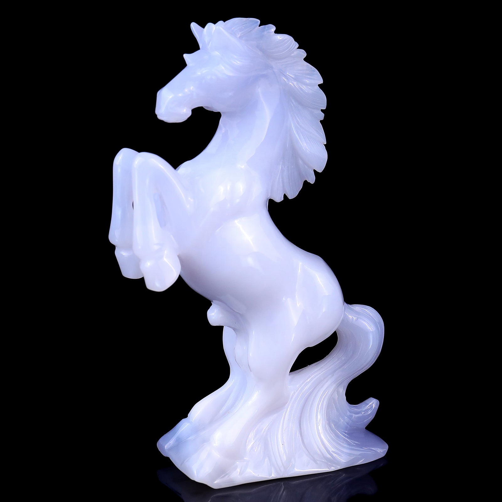 6.4" Blue Chalcedony Hand Carved Crystal Horse Sculpture Crystallumi