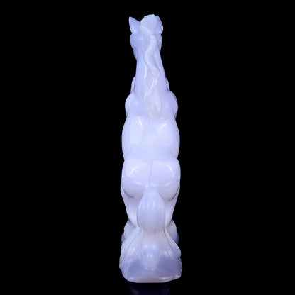 6.4" Blue Chalcedony Hand Carved Crystal Horse Sculpture Crystallumi