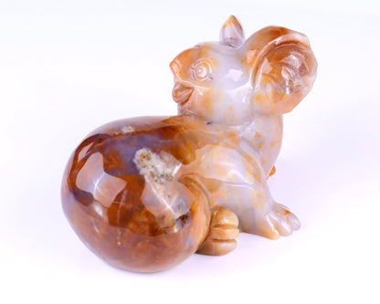 6.4" Chalcedony Hand Carved Crystal Koala Sculpture Crystallumi