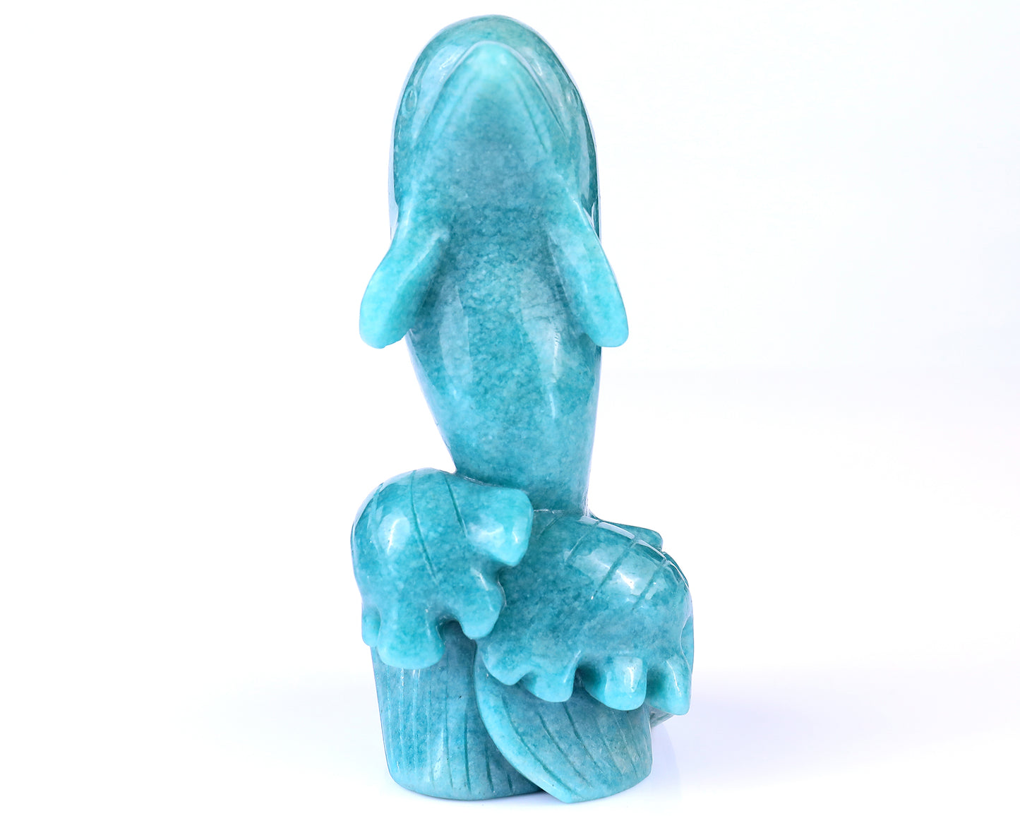 6.5" Amazonite Blue Chalcedony Hand Carved Crystal Dolphin Sculpture Crystallumi