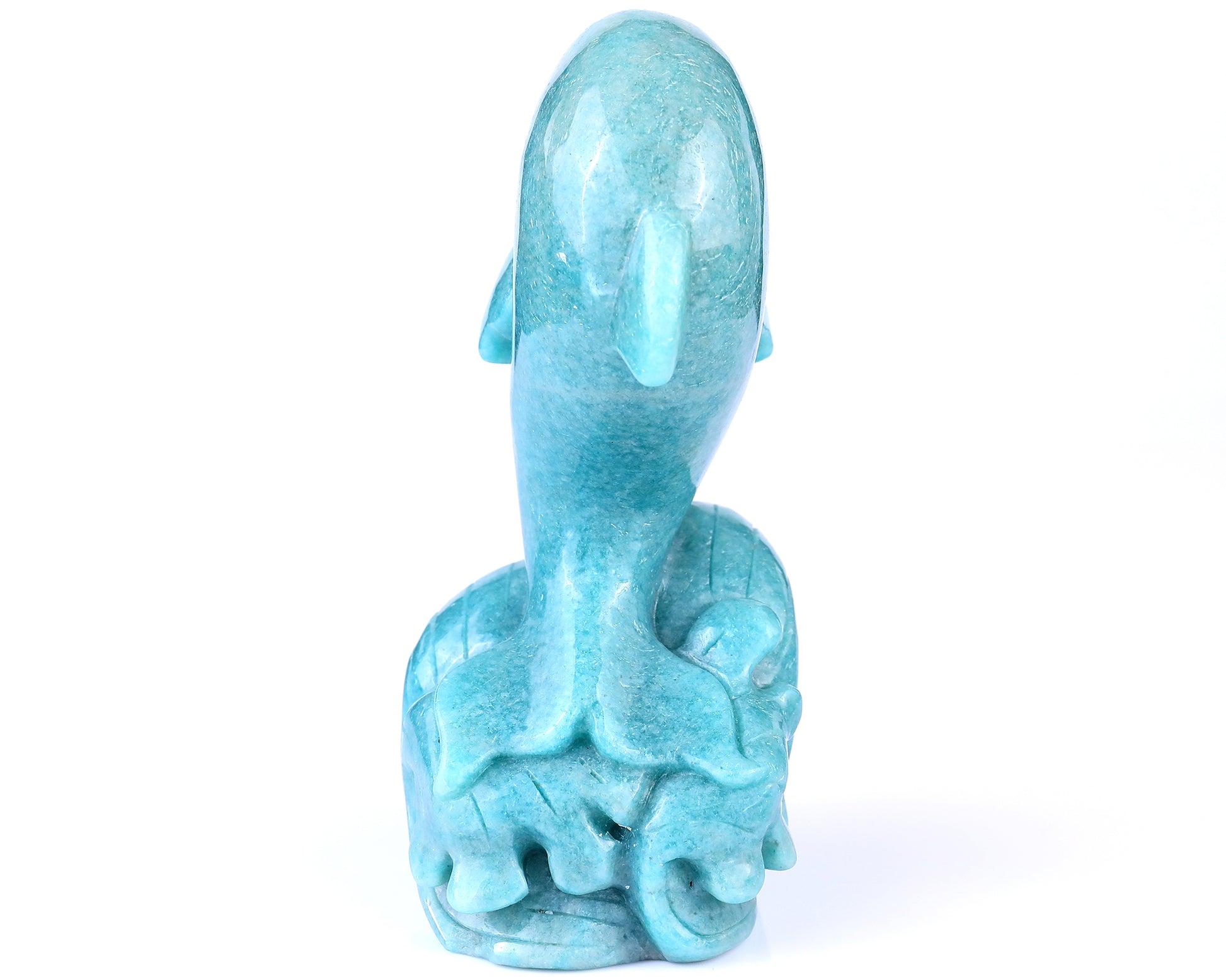 6.5" Amazonite Blue Chalcedony Hand Carved Crystal Dolphin Sculpture Crystallumi