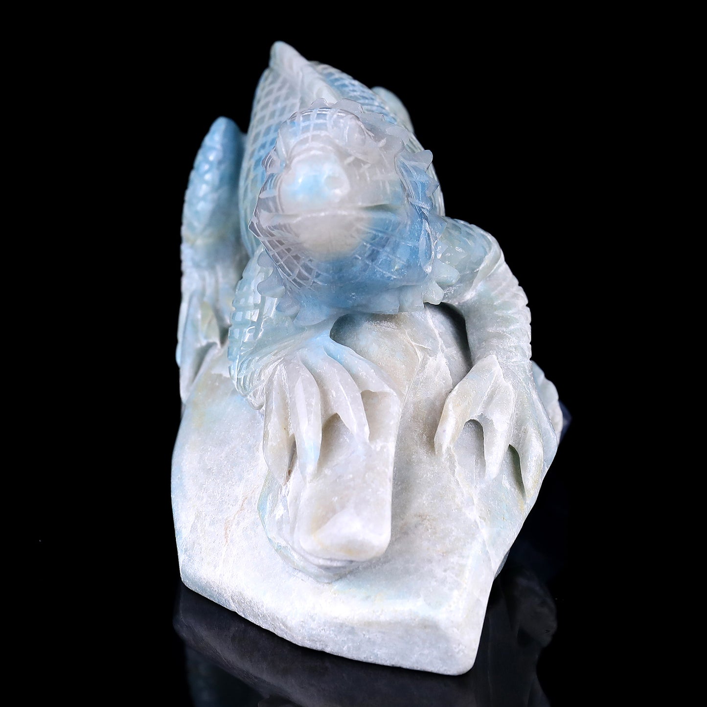 6.5" Amazonite Hand Carved Crystal Lizard Sculpture Crystallumi