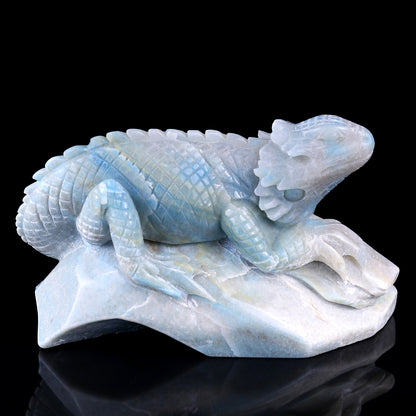 6.5" Amazonite Hand Carved Crystal Lizard Sculpture Crystallumi